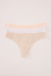 Womensecret Pack de 3 tangas de algodón orgánico blanco