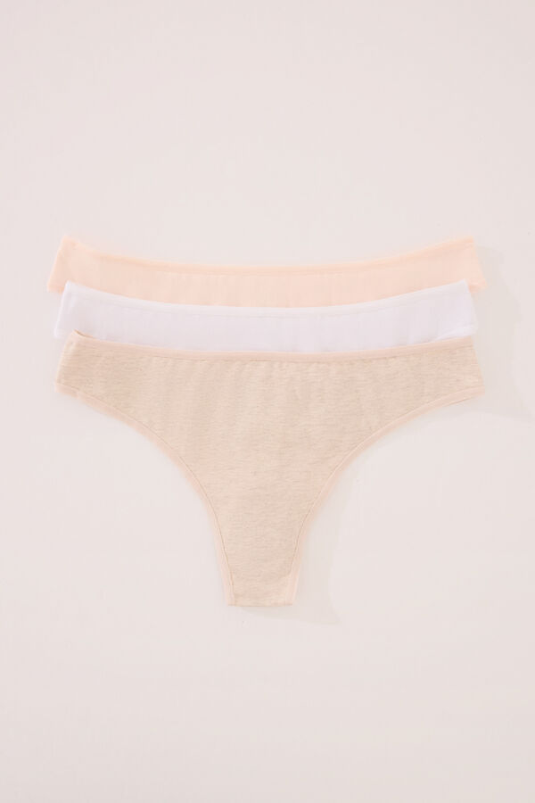 Womensecret Pack de 3 tangas de algodón orgánico blanco
