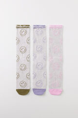 Womensecret Pack 3 calcetines medios algodón SmileyWorld gris