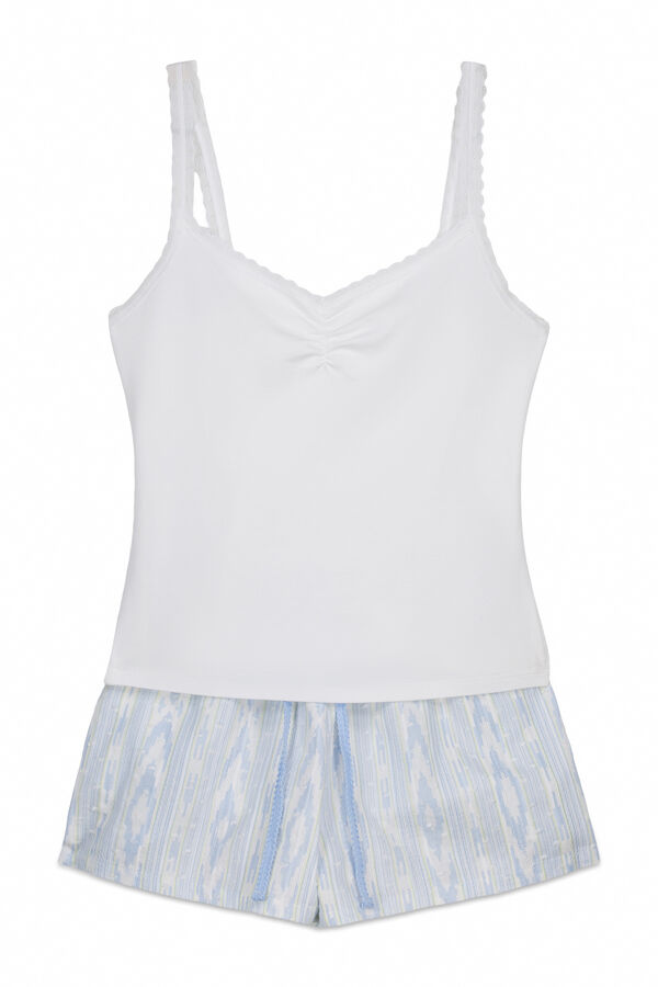 Women'secret Pijama corta de tirantes de algod&oacute;n blanco marfil