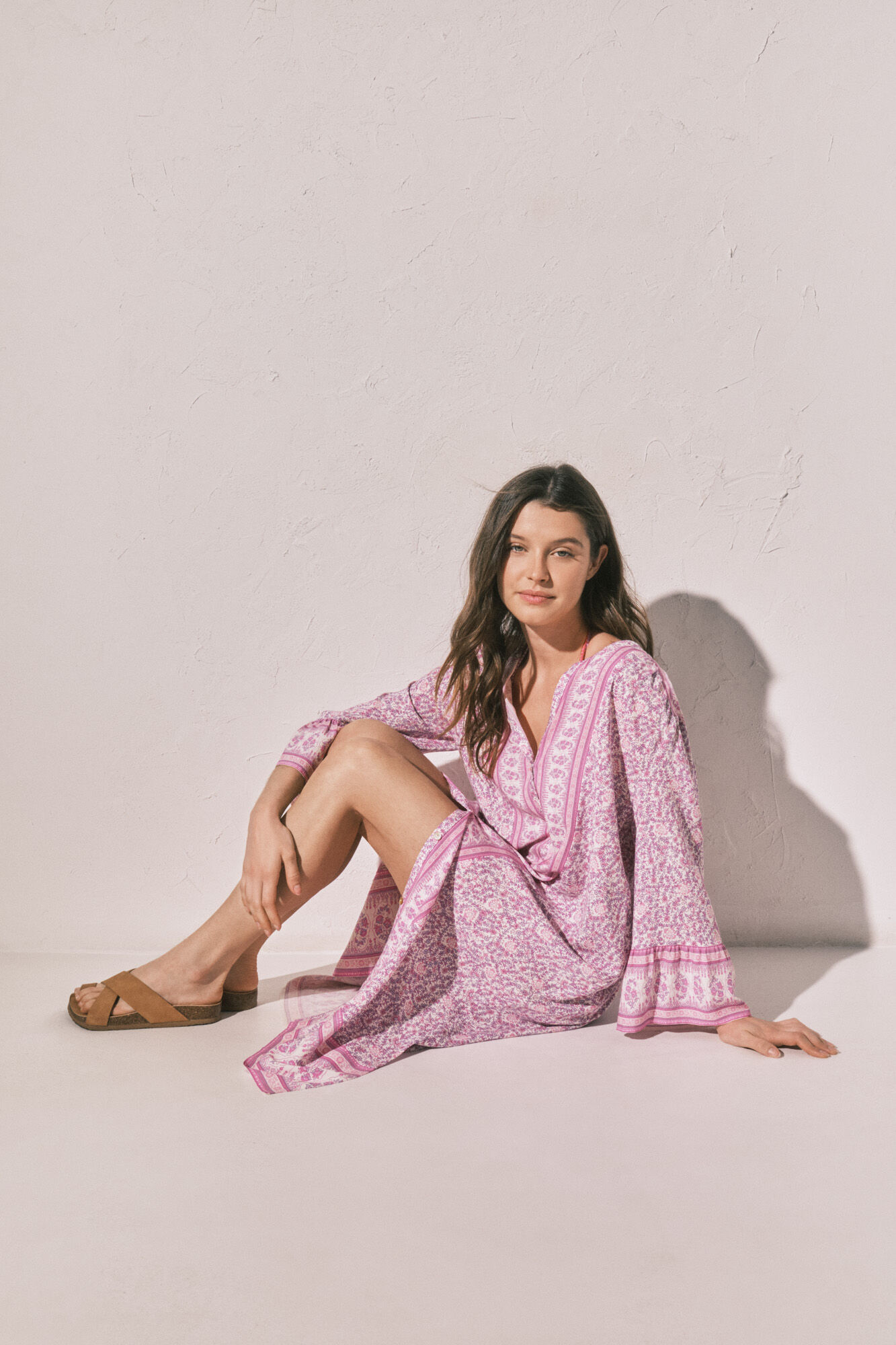 Women'secret Playera de dormir larga estampado cenefa de flores