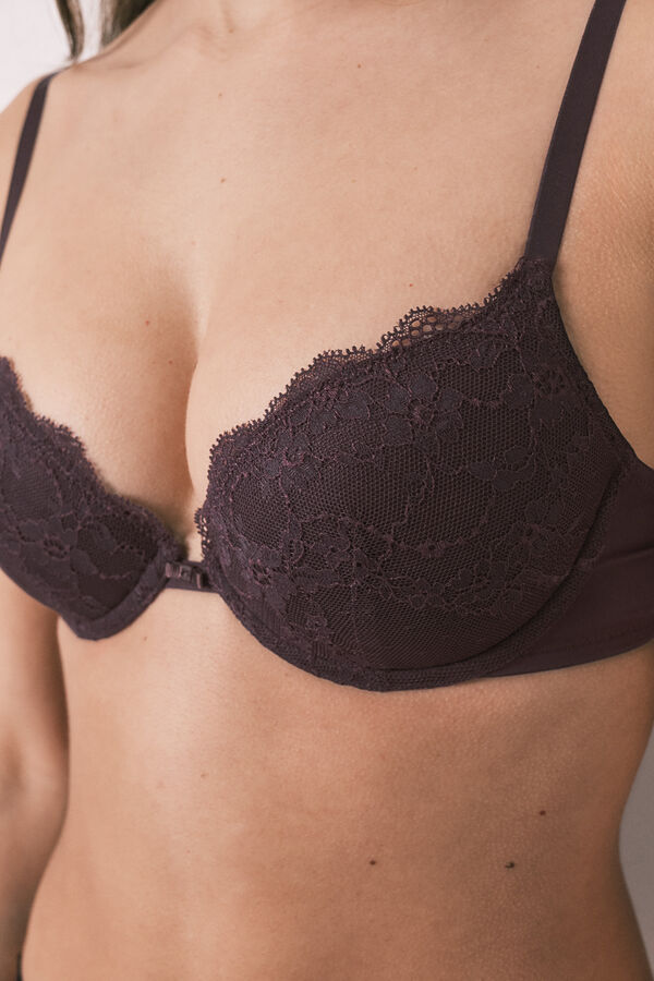 Women'secret Brasier cl&aacute;sico relleno de encaje morado BEAUTIFUL morado/lila