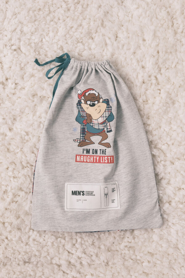 Women'secret Pijama larga de hombre 100% algod&oacute;n "Taz" gris