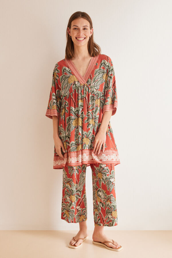 Womensecret Vestido viscosa estampado tropical estampado