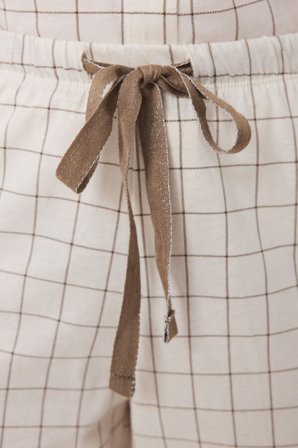 Womensecret Pijama camisera 100% algodón cuadros marfil