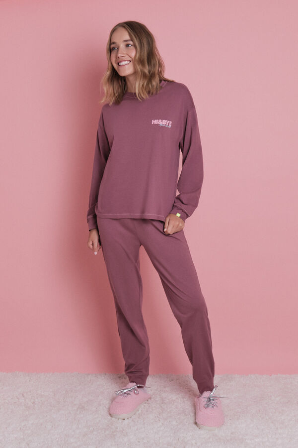 HI&BYE Conjunto largo aprés-ski rosa 100% algodón rosa