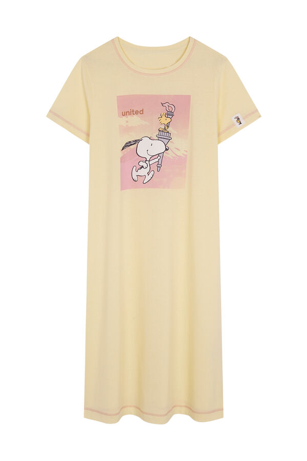 Womensecret Camisón midi algodón amarillo Snoopy estampado