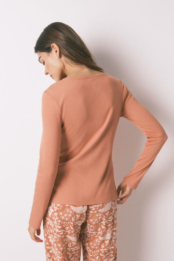 Women'secret Playera de panadero de algodón marrón naranja