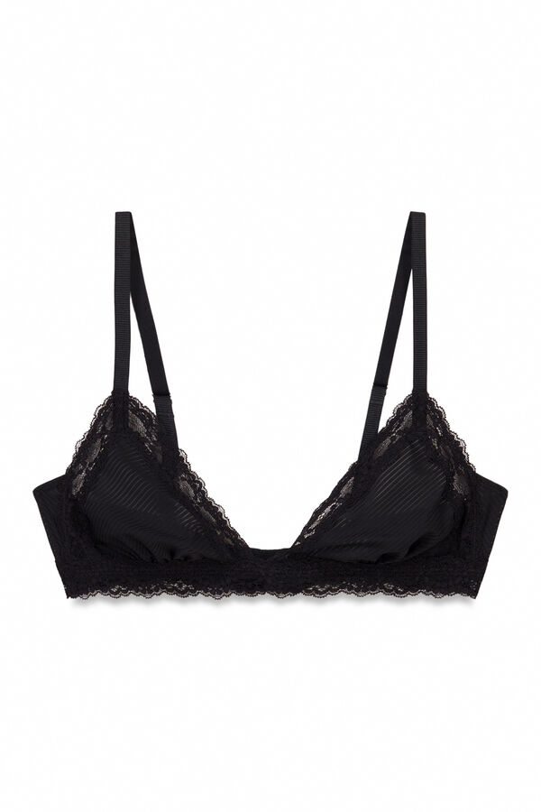 Women'secret Brasier triangular de microfibra y encaje negro NATURAL negro
