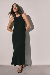 Women'secret Vestido largo fluido negro