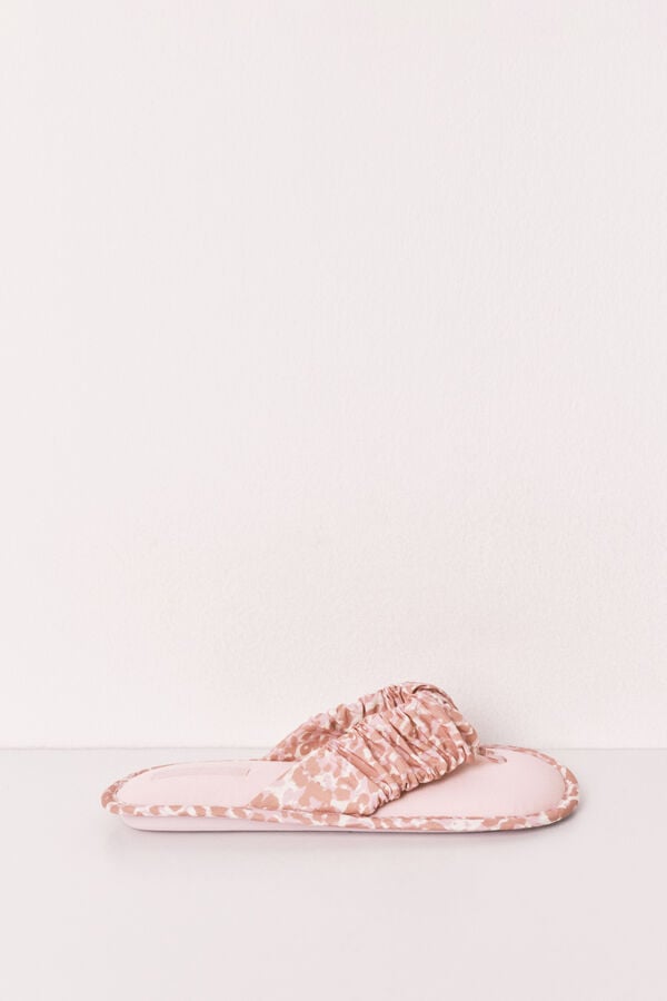 Women'secret Pantunflas de tiras con estampado animal rosa
