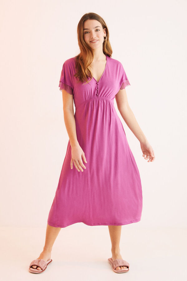 Womensecret Camisón manga caída morado morado/lila