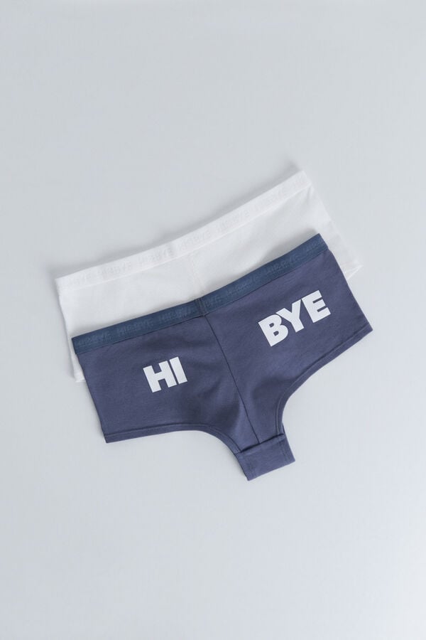 HI&BYE Pack de 2 panties bóxer azules y blancos blanco