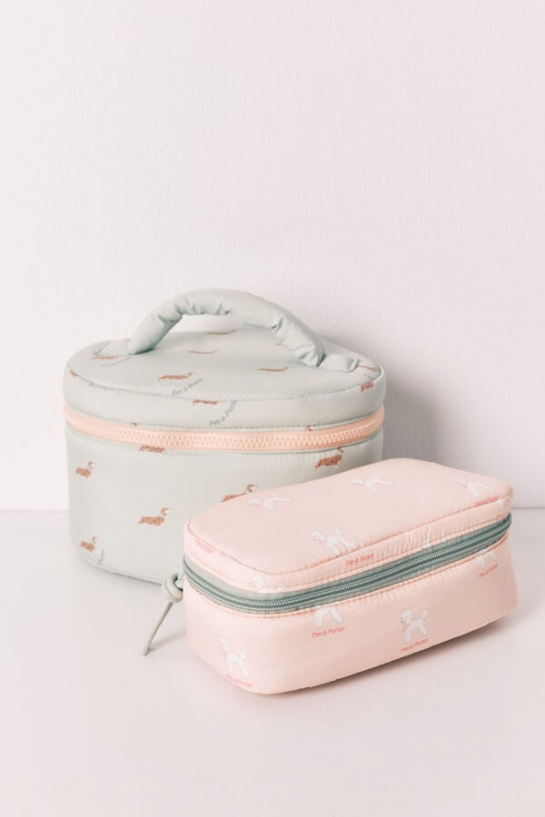 Women'secret Neceser peque&ntilde;o estampado de perritos rosa naranja