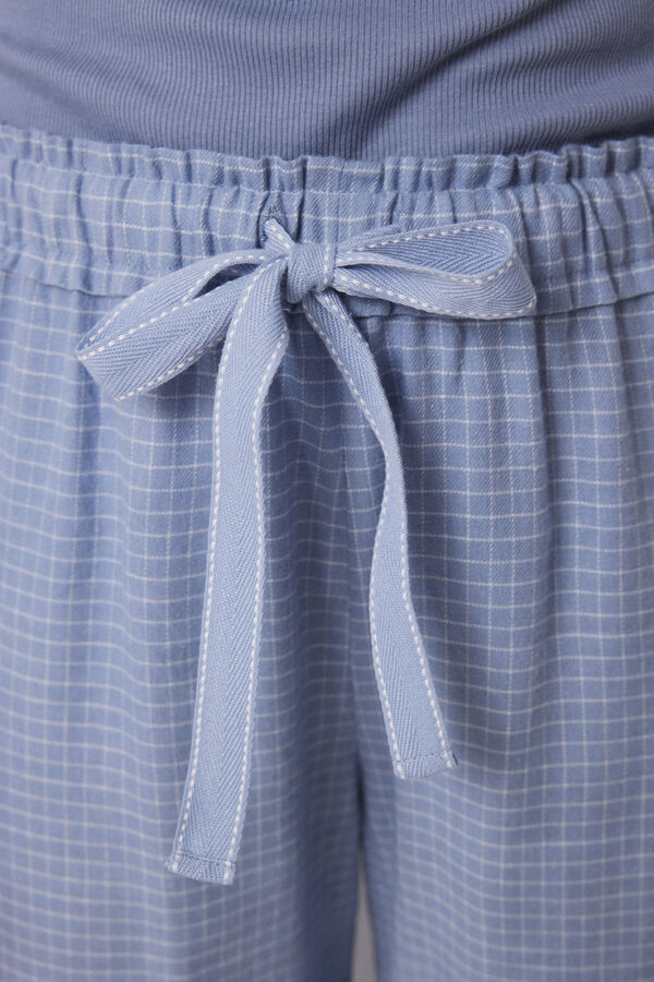 Womensecret Pantalón cargo largo con estampado de cuadros azul