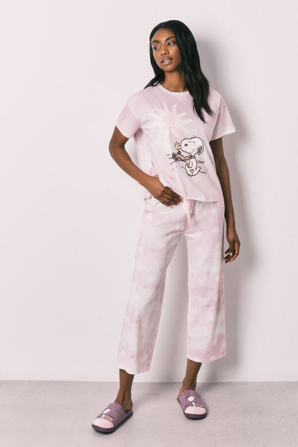Women'secret Pijama capri Snoopy de algod&oacute;n rosa