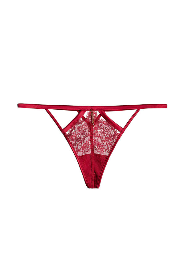 Womensecret Tanga encaje satén rojo rojo