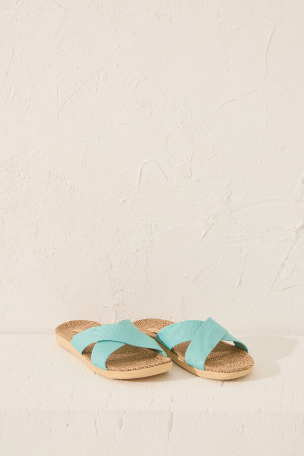 Womensecret Pantuflas para casa de rafia turquesa verde