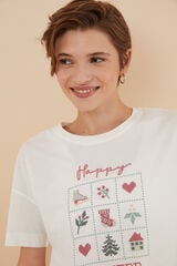 Womensecret Camiseta 100% algodón beige marfil