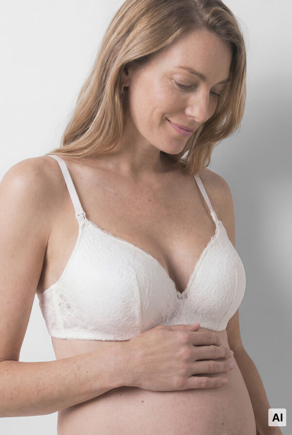 Women'secret Brasier maternity triangular con relleno de encaje blanco LOVELY blanco