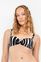 Gisela Top de bikini con copas estampado de animal print de cebra blanco