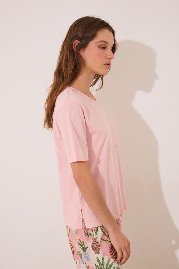 Womensecret Pijama capri 100% algodón maceteros rosas rosa