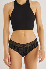 Womensecret Panty ancho algodón encaje negra amarillo