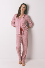 Women'secret Pijama camisera de algodón con estampado floral rojo  estampado