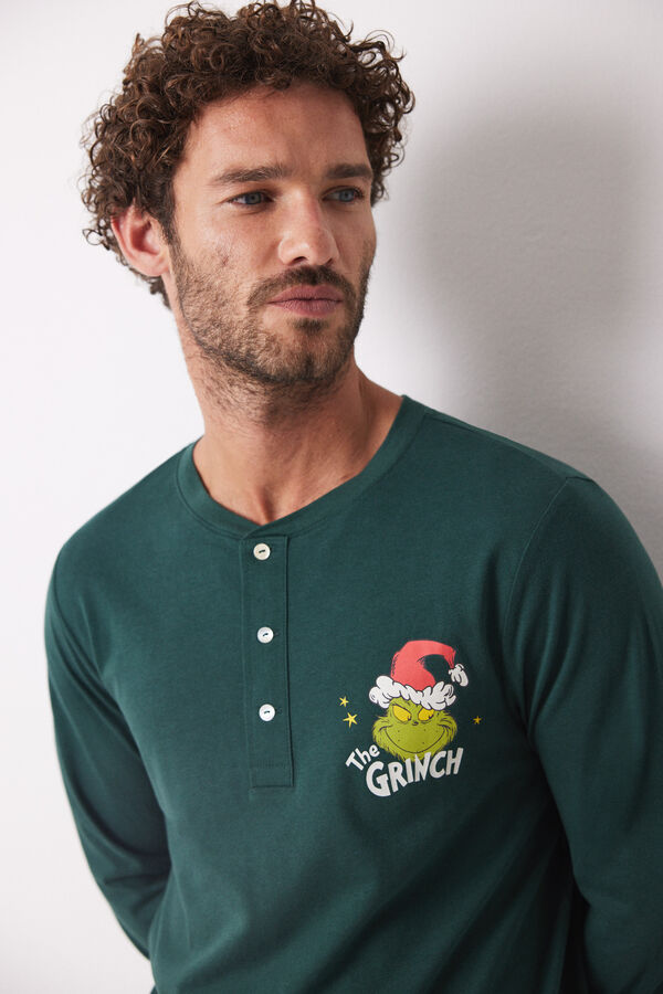 Womensecret Pijama masculina 100% algodón cuadros Grinch verde
