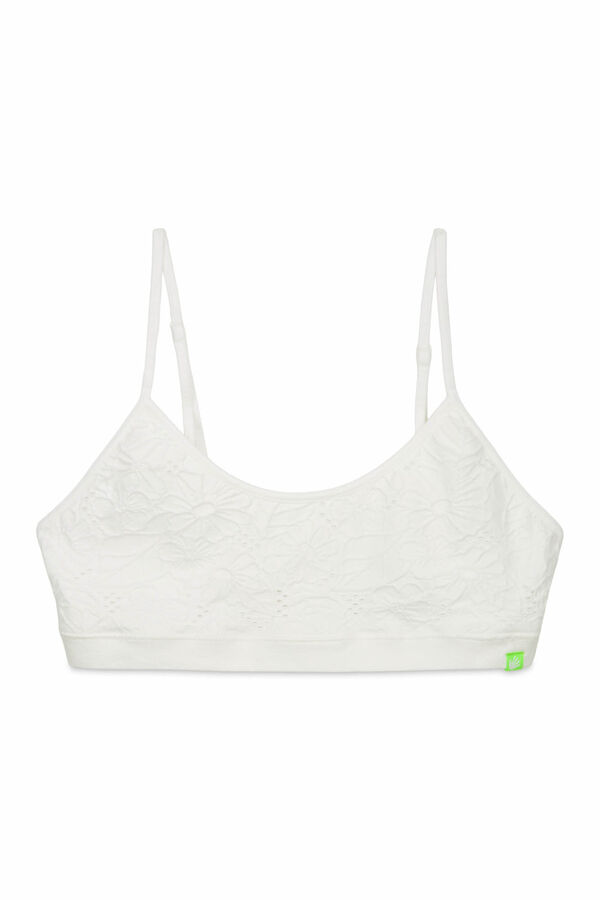 HI&BYE Brasier top sin costuras floral blanco marfil