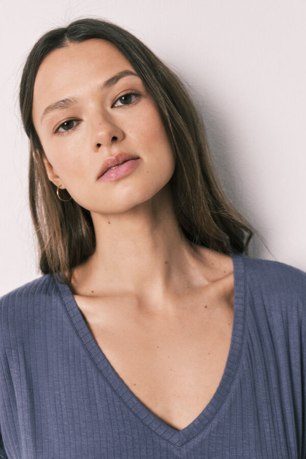 Women'secret Pijama capri suave de viscosa azul azul