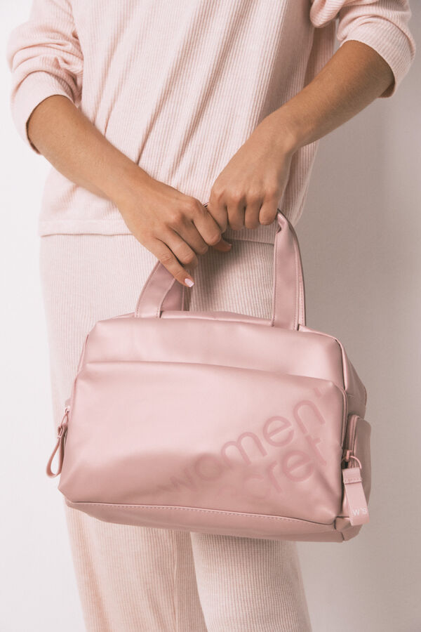 Women'secret Neceser grande de goma rosa metalizada rosa