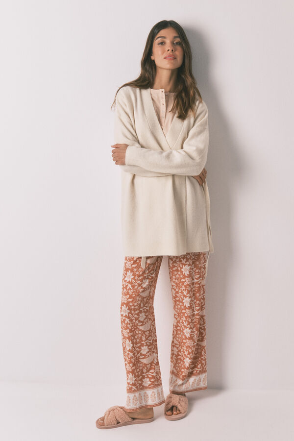 Womensecret Cárdigan de punto beige marfil