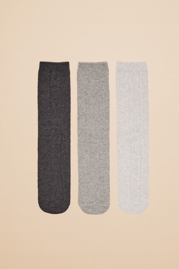 Womensecret Pack 3 calcetines algodón textura gris gris