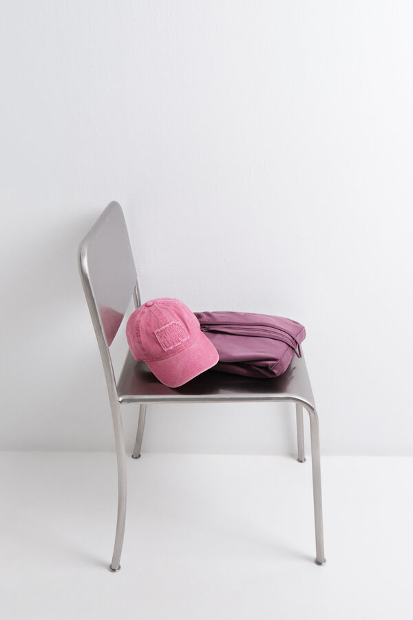 HI&BYE Gorra de algodón rosa con logo bordado rosa