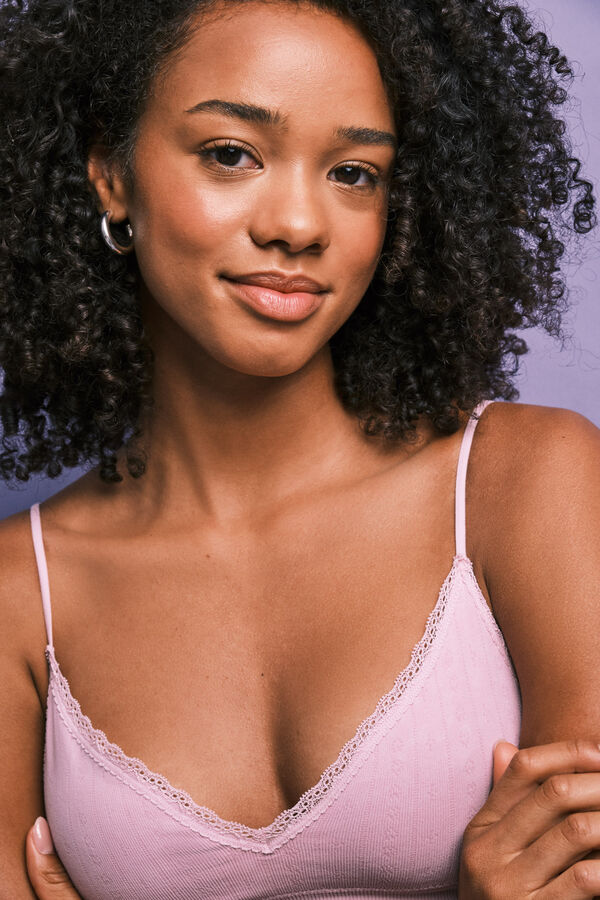 HI&BYE Brasier top pointelle rosa rosa