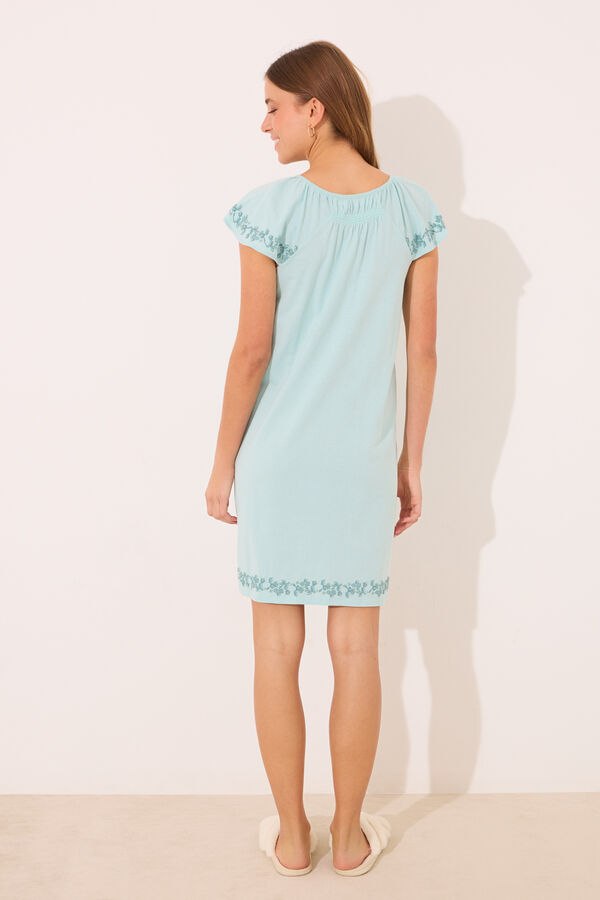 Womensecret Camisón corto 100% algodón verde flores verde