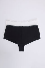 Womensecret Pack 2 bragas bóxer negro, blanco blanco