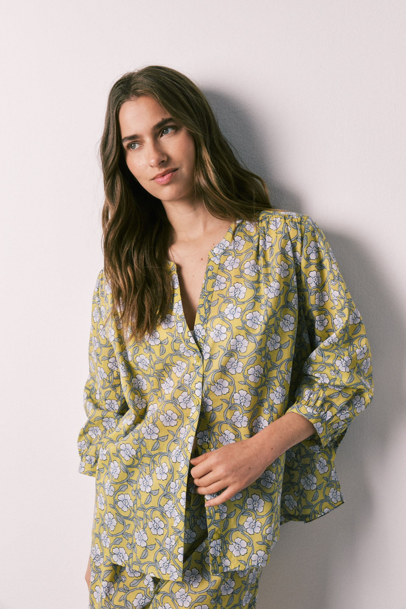 Women'secret Conjunto corto camisero estampado de flores