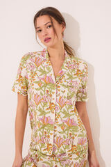 Womensecret Pijama camisera de viscosa con estampado floral blanco
