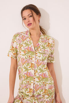 Womensecret Pijama camisera de viscosa con estampado floral blanco