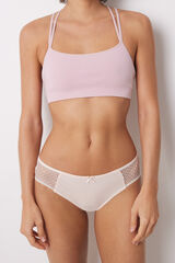 Womensecret Braga ancha algodón rosa encaje y lazo rosa