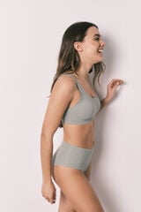 Women'secret Panty alta clean cut de microfibra kaki kaki