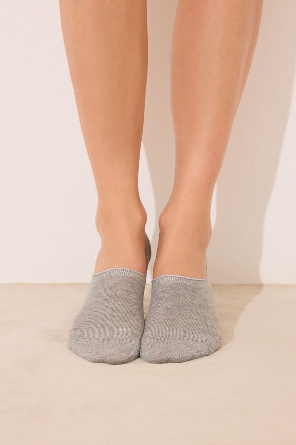 Womensecret Calcetines invisibles gris lurex gris