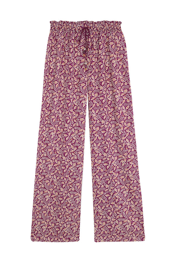Womensecret Pantalón largo de viscosa con estampado morado/lila estampado