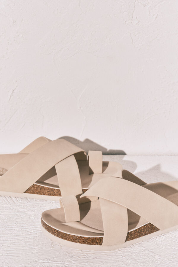 Women'secret Sandalia bio de tiras cruzadas beige caf&eacute;