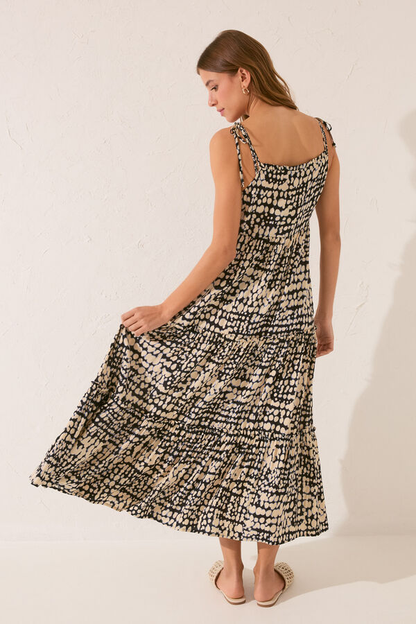 Womensecret Vestido largo negro volantes negro