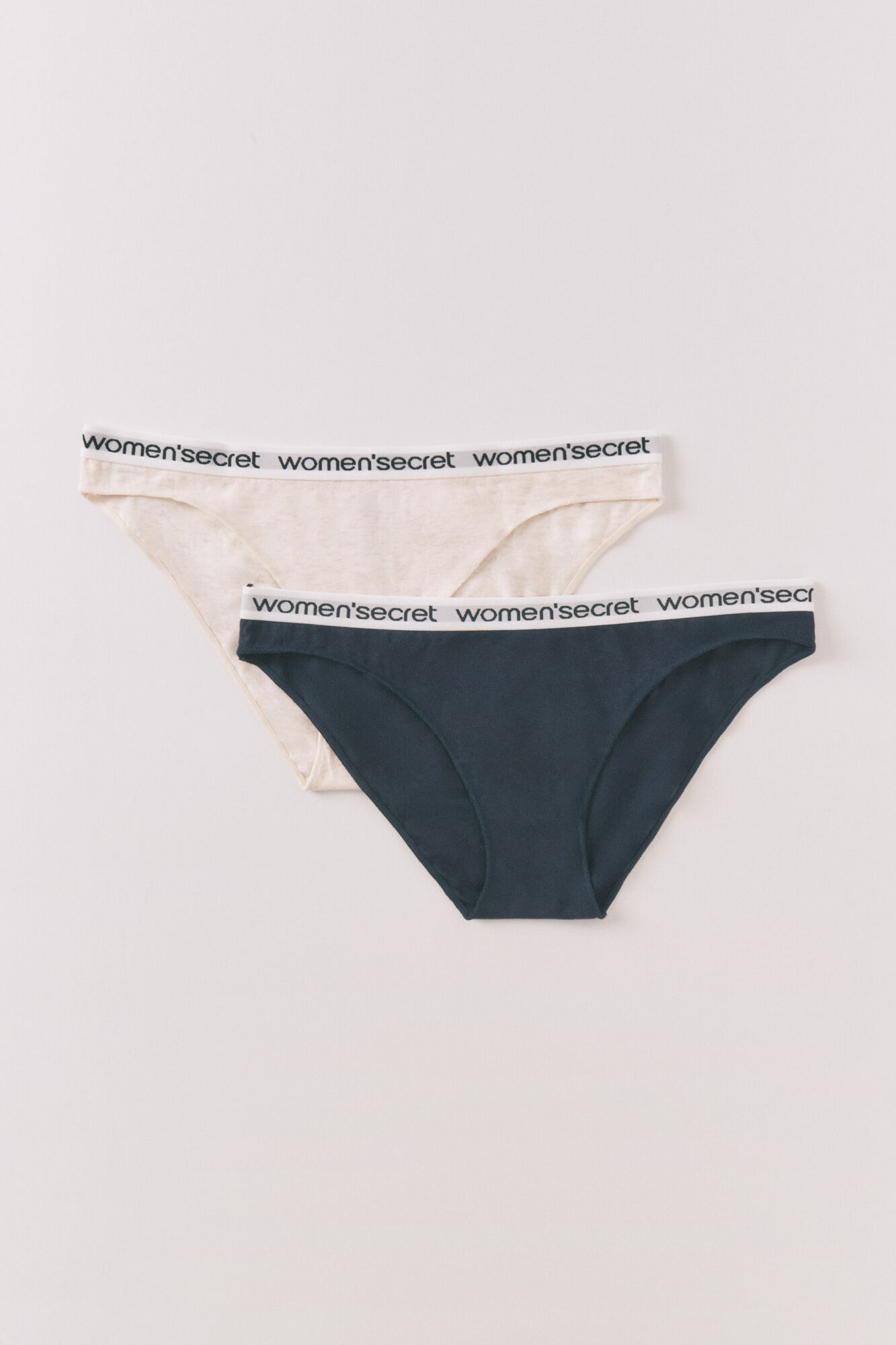 Women'secret Pack de panties cl&aacute;sica de algod&oacute;n con logo azul