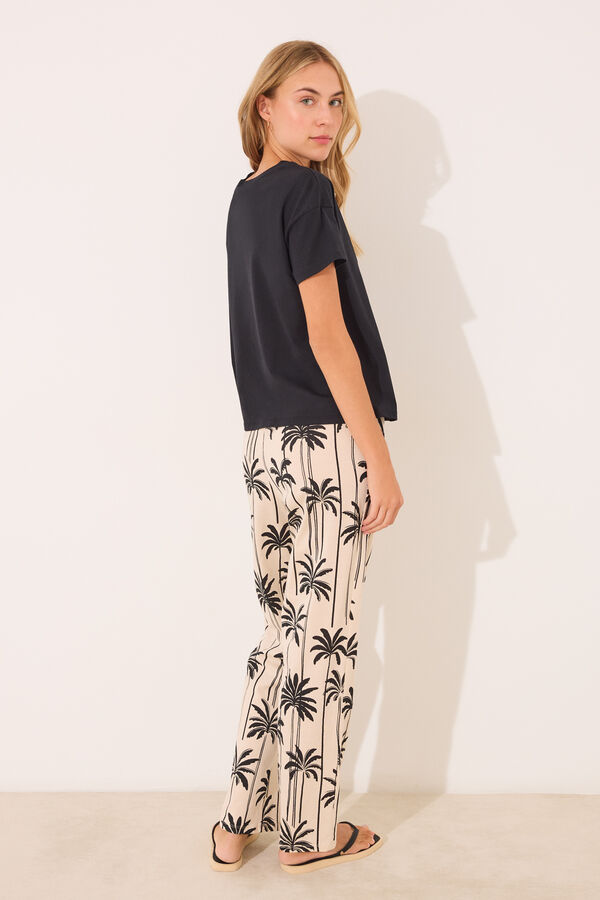 Womensecret Pijama 100% algodón con estampado de Mickey Mouse negro