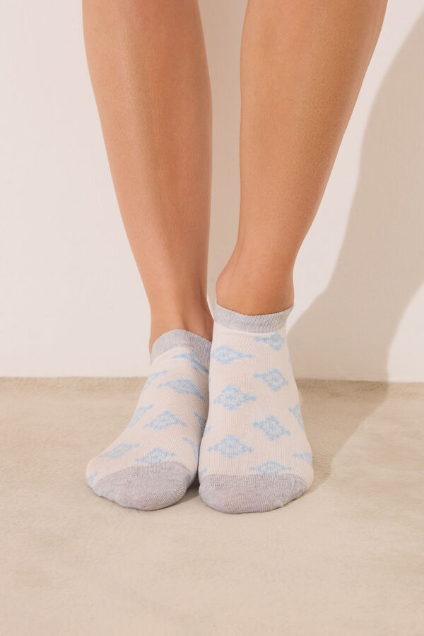 Womensecret Pack de 3 calcetines short con estampado mediterráneo estampado